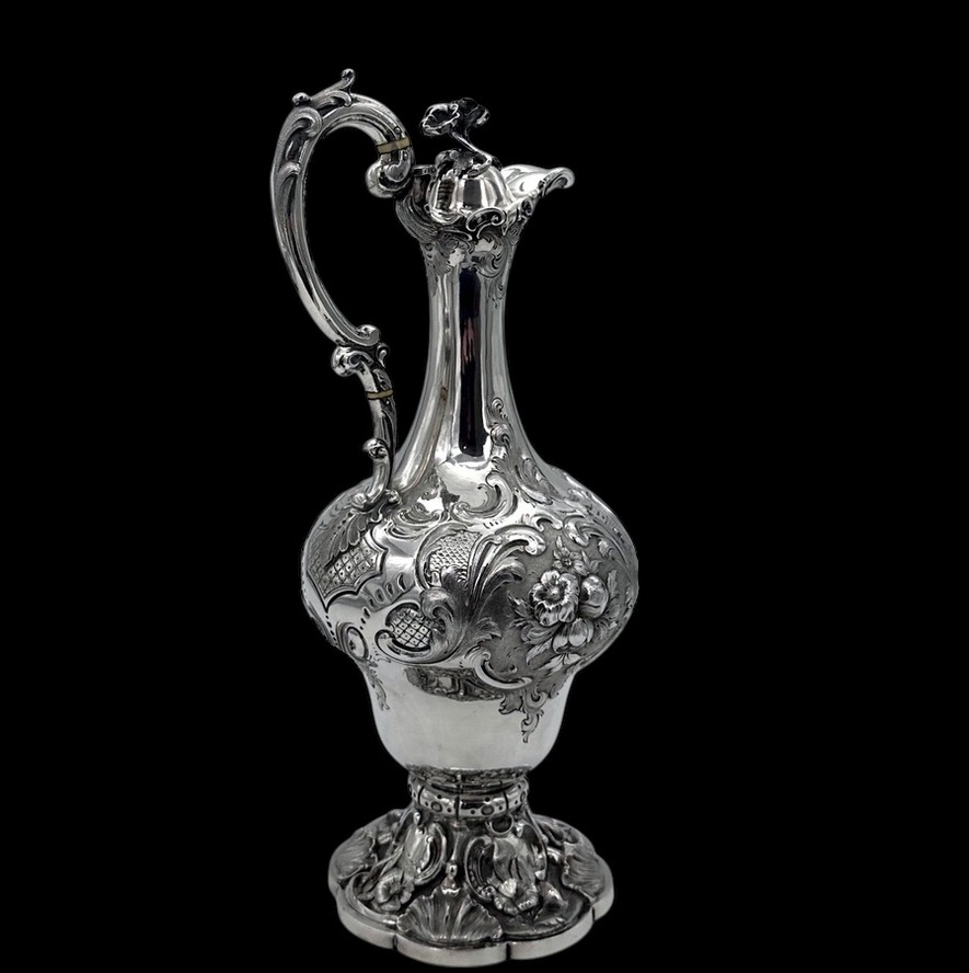 Mid 19th Century Antique Victorian Silver Wine Jug London 1857 George Richards & Edward Brown