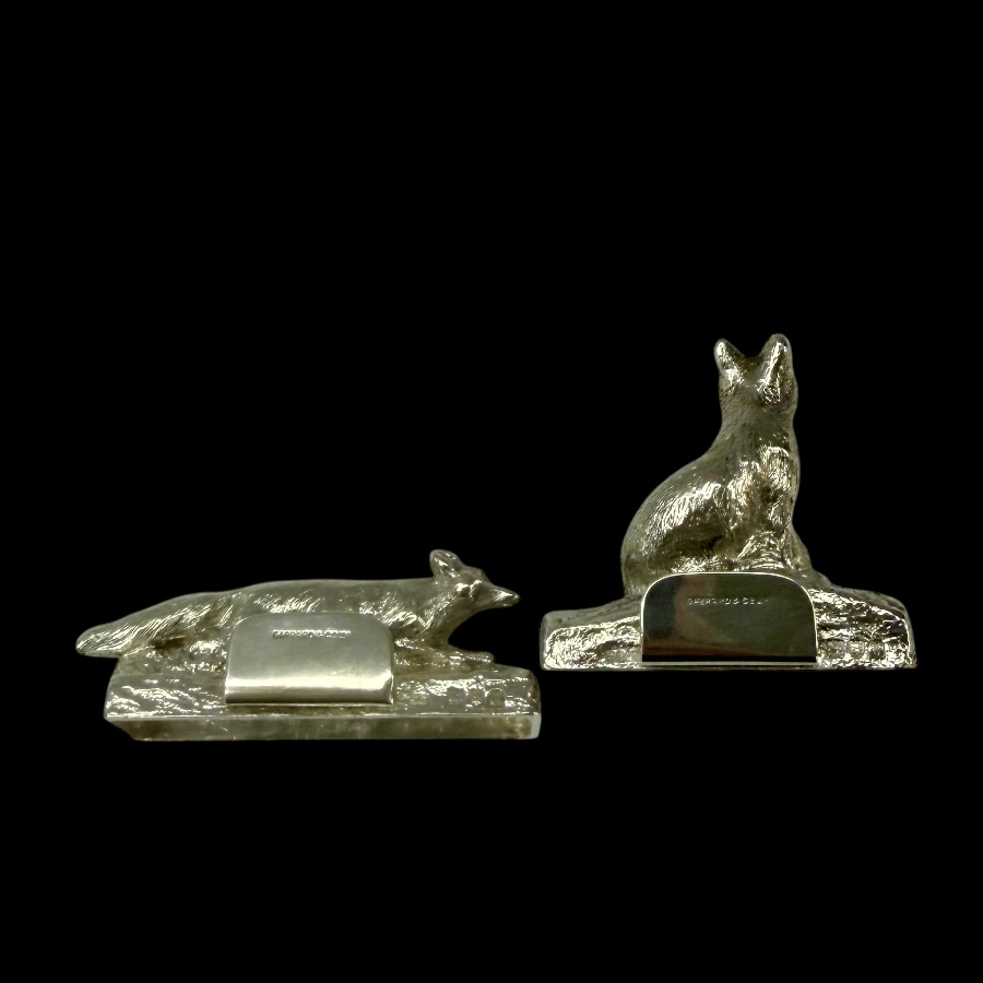 Early 20th Century Antique Edwardian Sterling Silver Novelty Pair Menu Holders London 1909 Garrard & Co Ltd