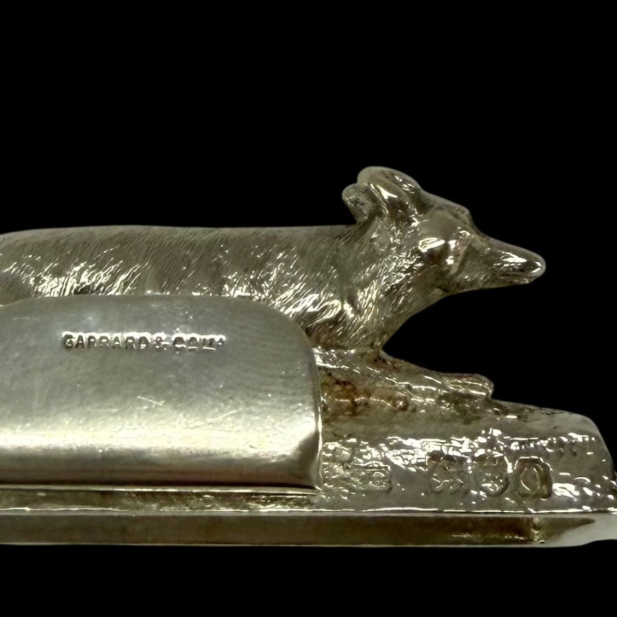 Early 20th Century Antique Edwardian Sterling Silver Novelty Pair Menu Holders London 1909 Garrard & Co Ltd