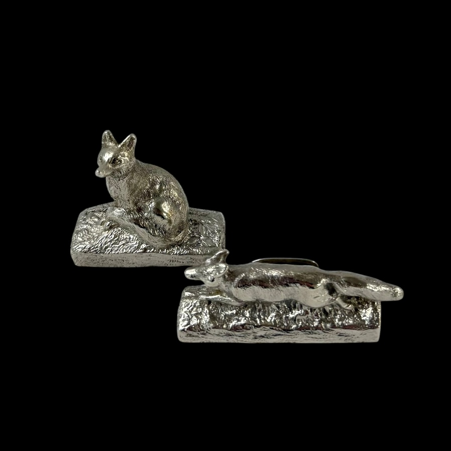 Early 20th Century Antique Edwardian Sterling Silver Novelty Pair Menu Holders London 1909 Garrard & Co Ltd