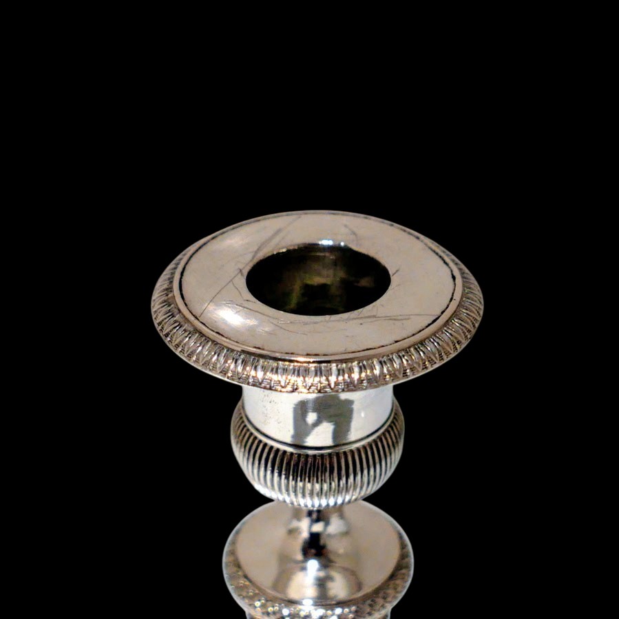 Early 19th Century Antique Italian Pair Silver Candlesticks Milan Circa 1820 Eugenio Brusa