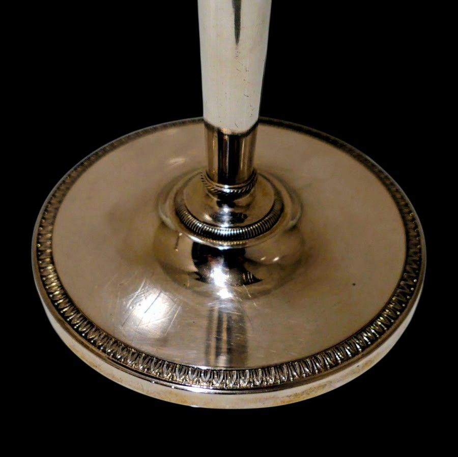 Early 19th Century Antique Italian Pair Silver Candlesticks Milan Circa 1820 Eugenio Brusa