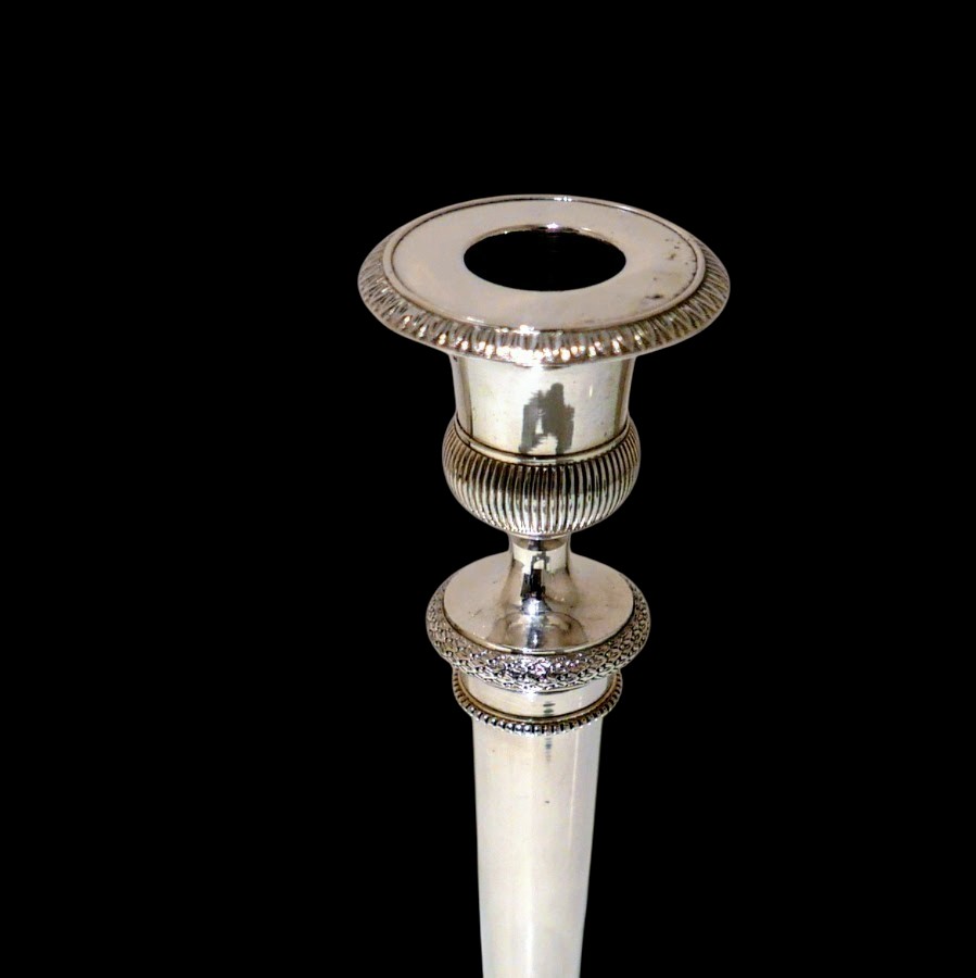 Early 19th Century Antique Italian Pair Silver Candlesticks Milan Circa 1820 Eugenio Brusa