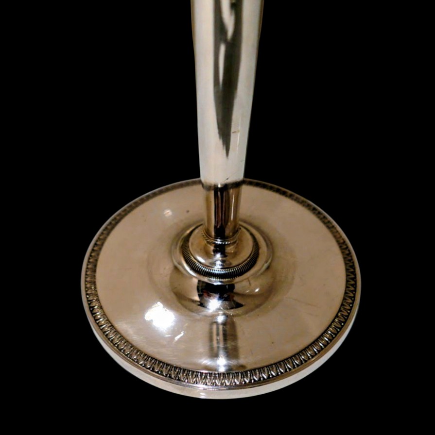 Early 19th Century Antique Italian Pair Silver Candlesticks Milan Circa 1820 Eugenio Brusa